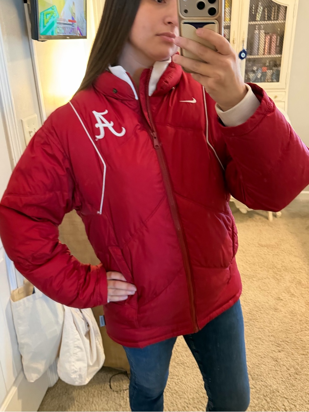 Nike Alabama “Bama” Red Puffer Jacket with White Accents